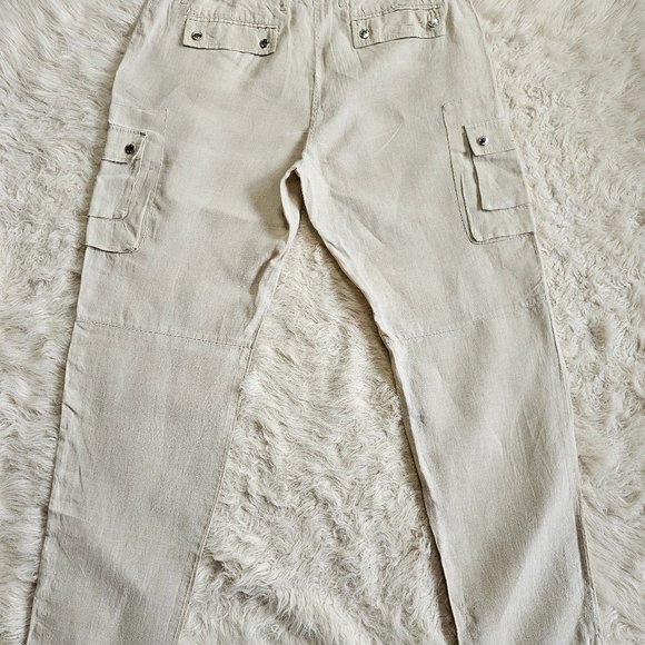 Michael Kors Woman's Cream 100% Linen Cargo Paints Size 14 - Picture 10 of 10